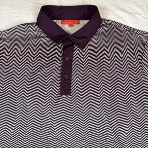 Redvanly Golf Polo Shirt Maroon Wavy Striped Size Large Short Sleeve Shirt